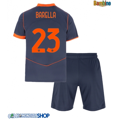 Maglie da calcio Inter Milan Nicolo Barella #23 Terza Maglia Bambino 2025-26 Manica Corta + Pantaloni corti)